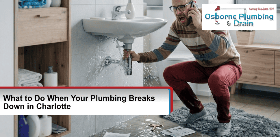 Man looking for emergency plumbing help in Charlotte