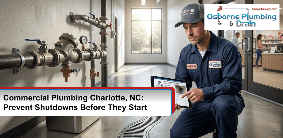 Plumber checking commercial property for repair